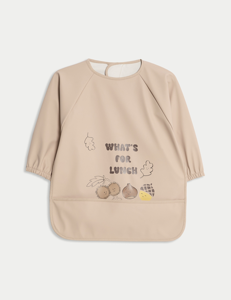 Long Sleeved Acorn Print Feeding Bib (6 Mths – 3 Yrs)
