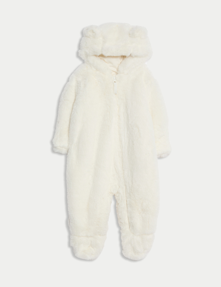 Faux Fur Hooded Pramsuit (0-12 Mths)