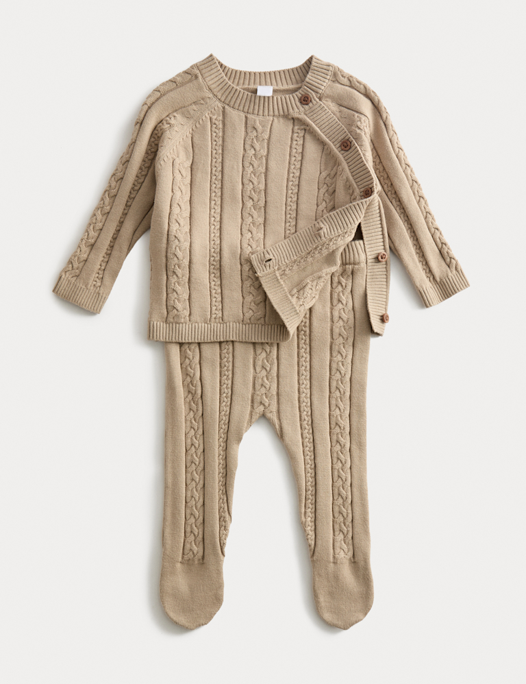 2pc Pure Cotton Knitted Crawler Outfit (0-12 Mths)