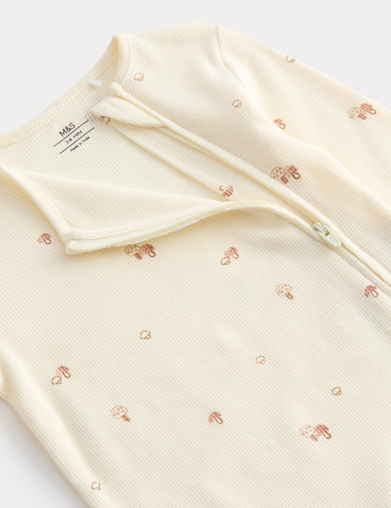 3pk Pure Cotton Acorn Print Zip Sleepsuits (6½lbs-3 Yrs)