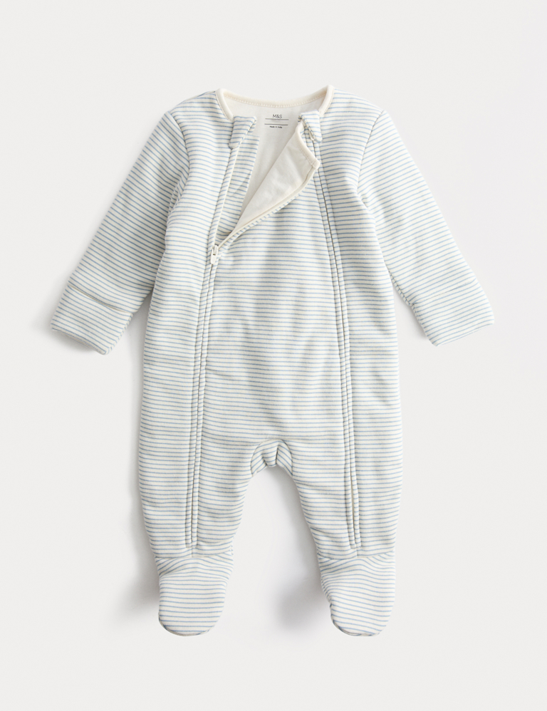 Pure Cotton 2.5 Tog Double Zip Sleepsuit (0-12 Mths)