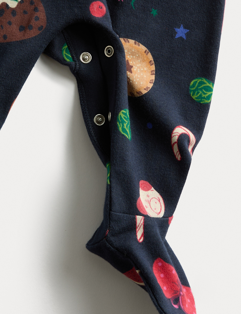 Pure Cotton Christmas Print Sleepsuit (0 Mths-3 Yrs)