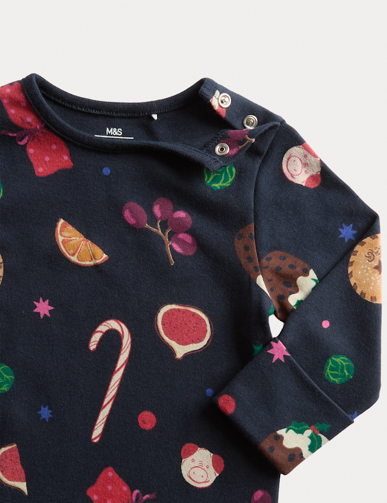 Pure Cotton Christmas Print Sleepsuit (0 Mths-3 Yrs)