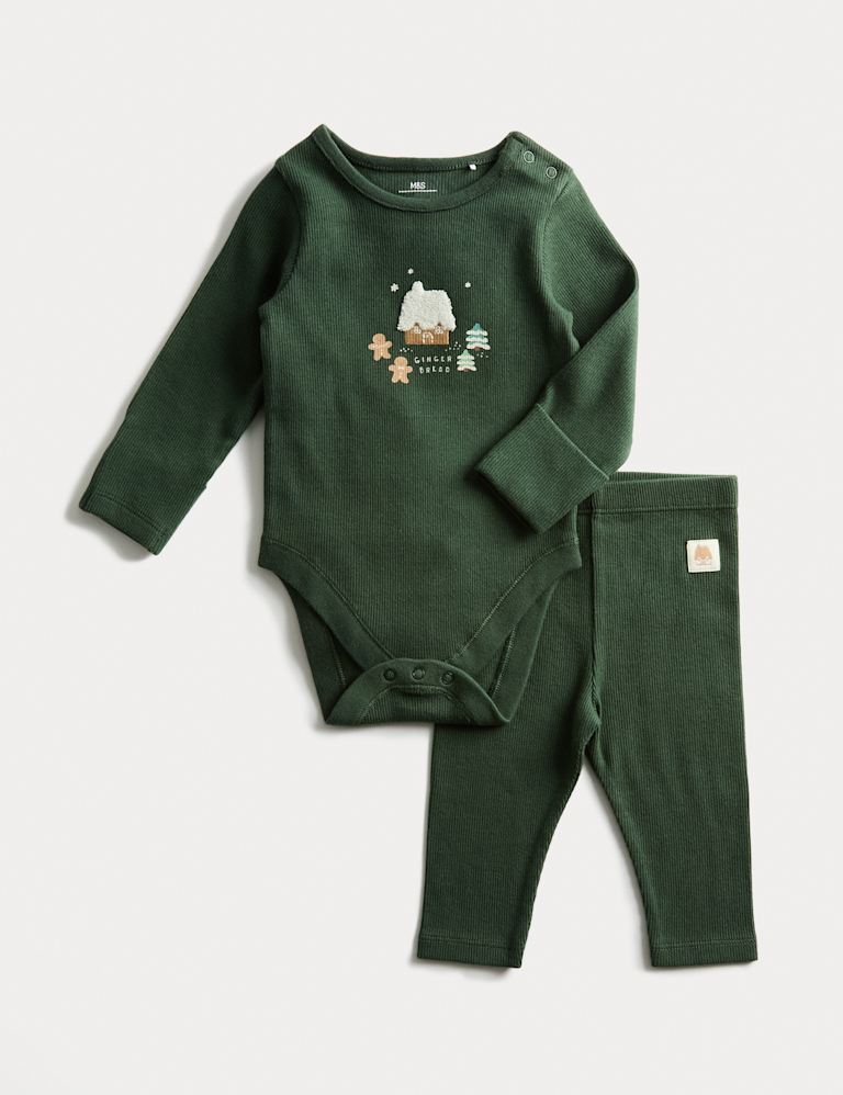 2pc Cotton Rich Gingerbread Bodysuit Outfit (0-12 Mths)