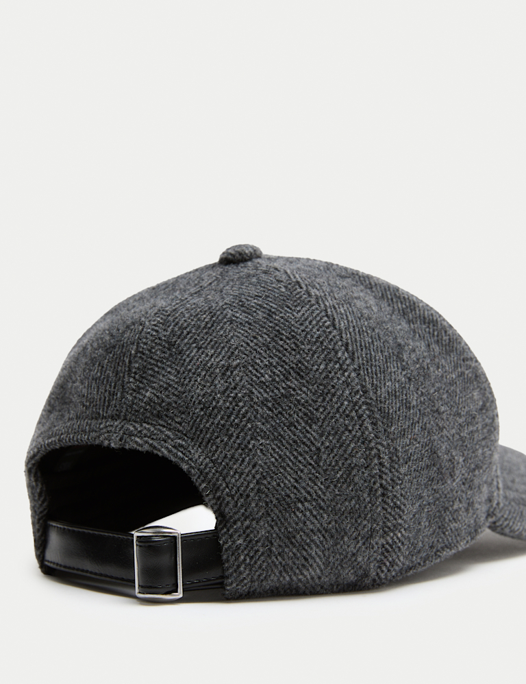 Wool Blend Herringbone Baseball Cap
