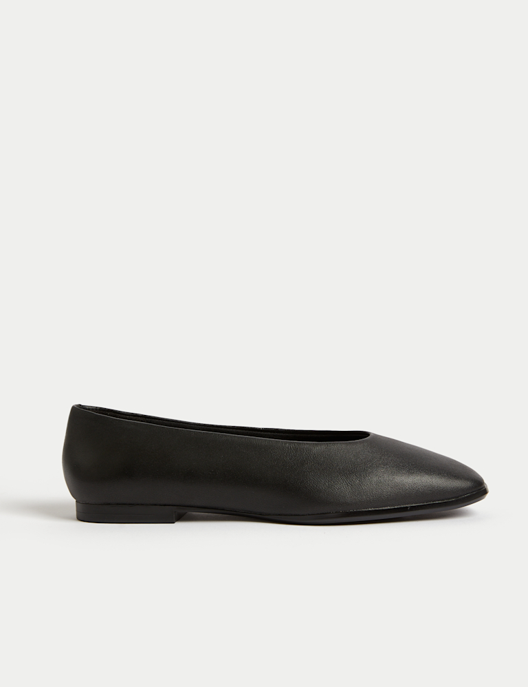 Leather Square Toe Ballet Pumps