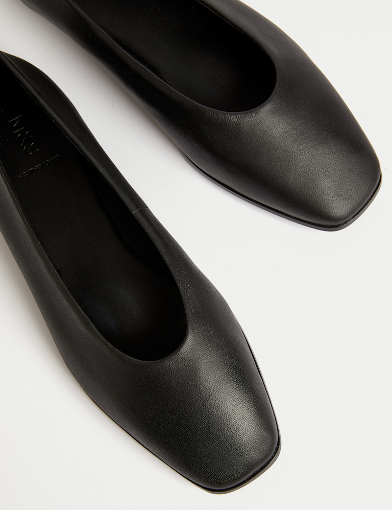 Leather Square Toe Ballet Pumps
