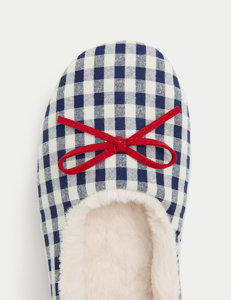 Gingham Pint Faux Fur Lined Ballet Slippers