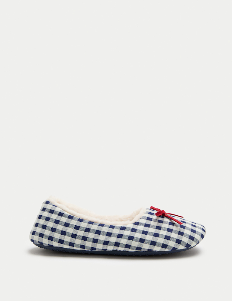 Gingham Pint Faux Fur Lined Ballet Slippers Gingham Pint Faux Fur Lined Ballet Slippers