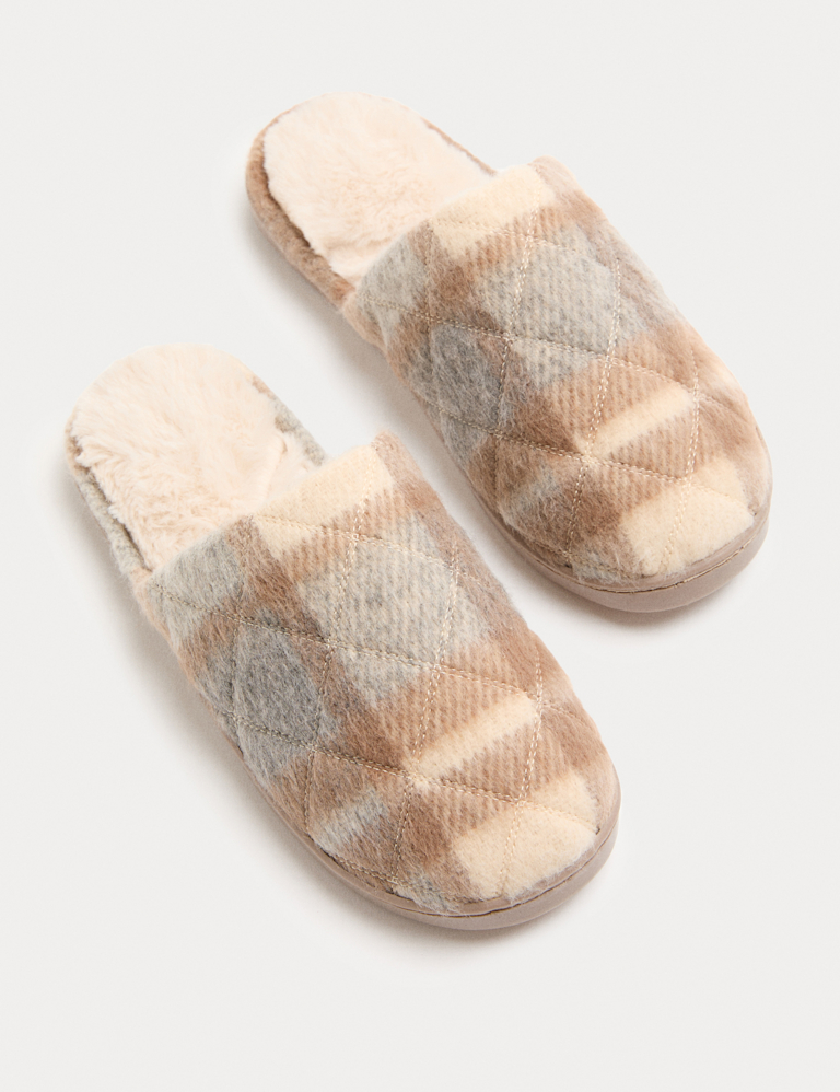 Printed Quilted Slippers with Secret Support