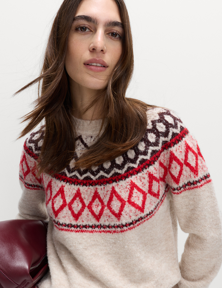 Boucle Fair Isle Relaxed Jumper With Wool