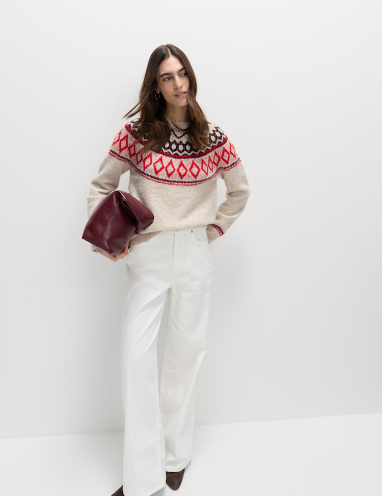 Boucle Fair Isle Relaxed Jumper With Wool