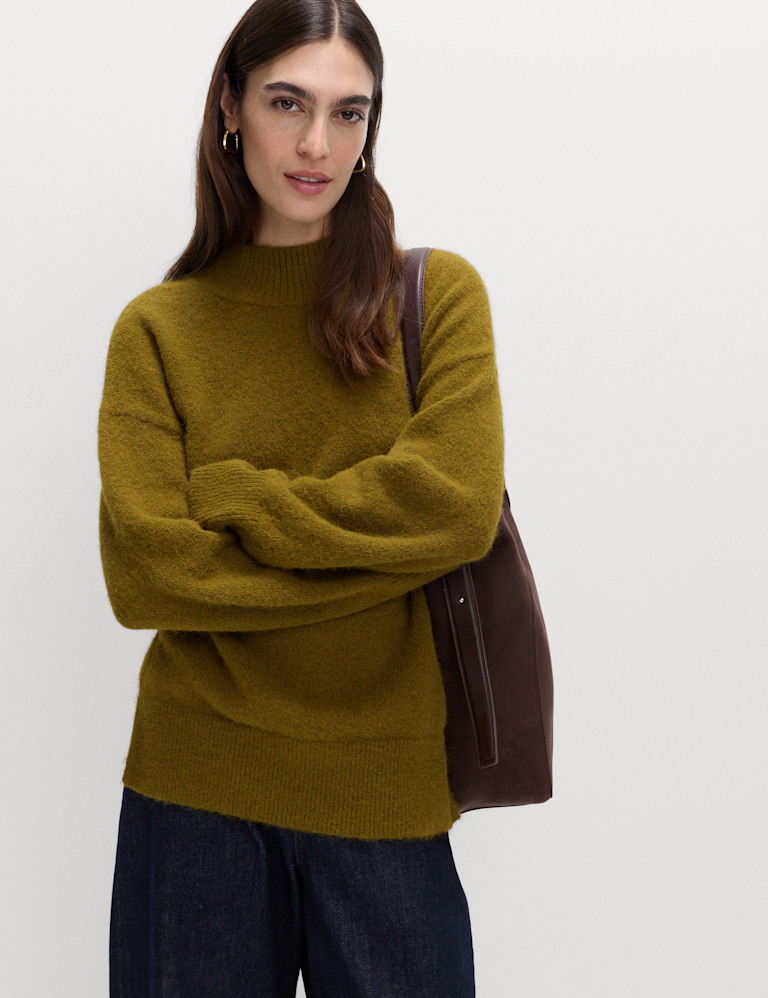 Funnel Neck Relaxed Jumper With Wool