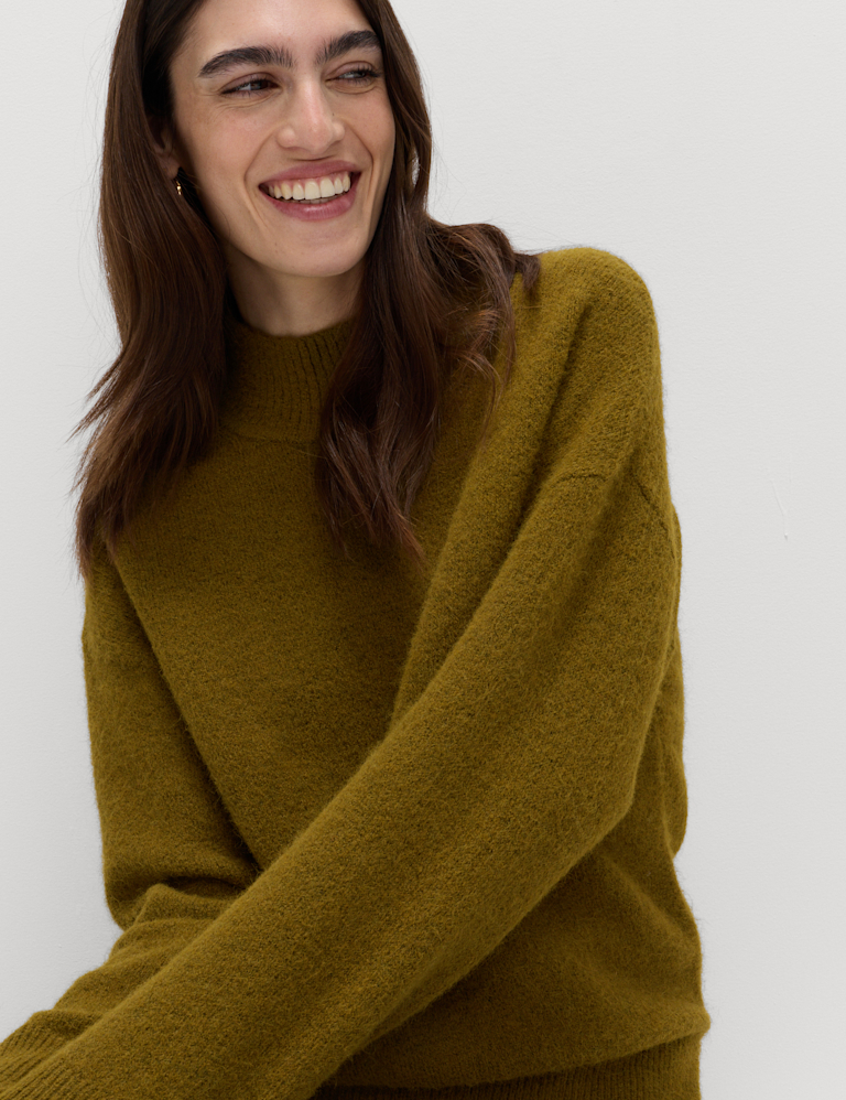 Funnel Neck Relaxed Jumper With Wool