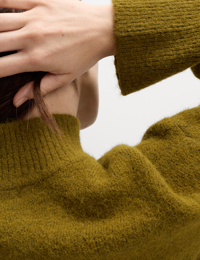 Funnel Neck Relaxed Jumper With Wool