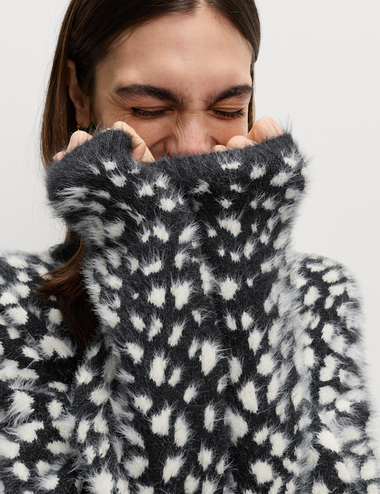 Animal Print Crew Neck Relaxed Jumper