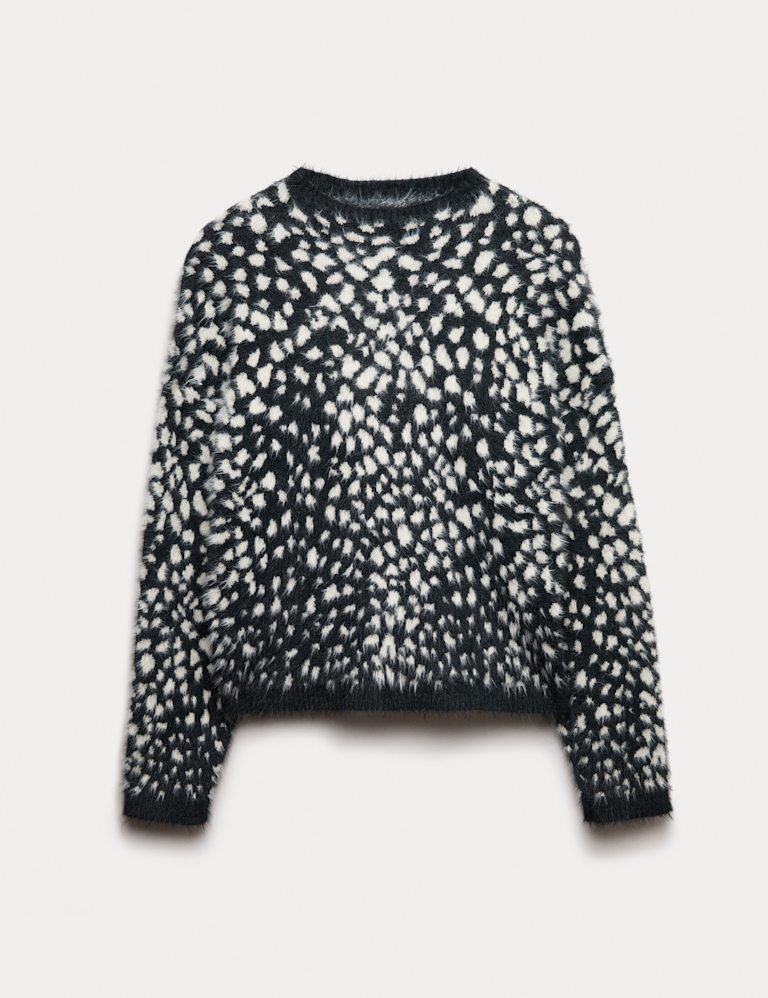 Animal Print Crew Neck Relaxed Jumper