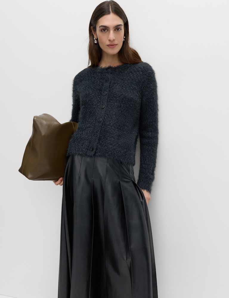 Textured Crew Neck Cardigan