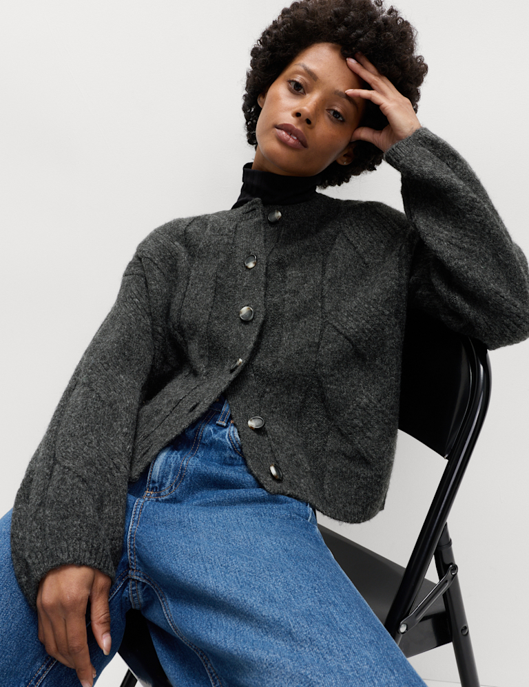 Cable Knit Relaxed Cardigan with Alpaca Cable Knit Relaxed Cardigan with Alpaca