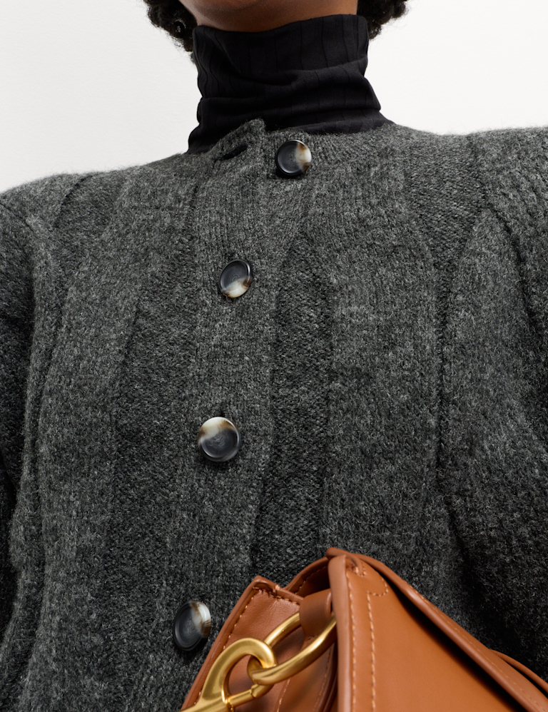 Cable Knit Relaxed Cardigan with Alpaca