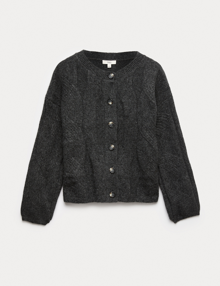 Cable Knit Relaxed Cardigan with Alpaca