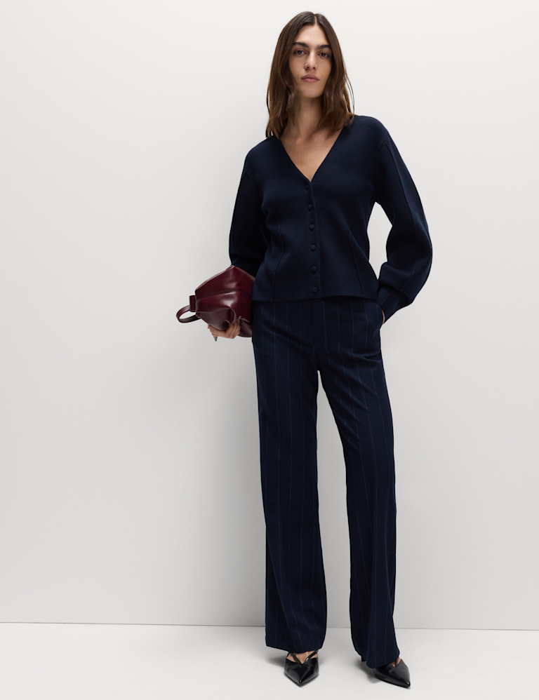 V-Neck Waisted Slim Fit Cardigan