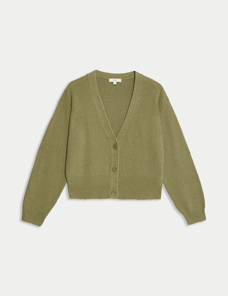 Cotton Rich Textured V-Neck Relaxed Cardigan