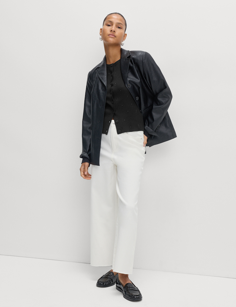 Embellished Crew Neck Fitted Cardigan