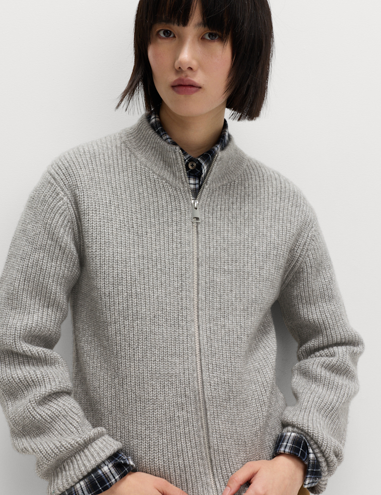 Cloud-Yarn Textured Bomber Cardigan