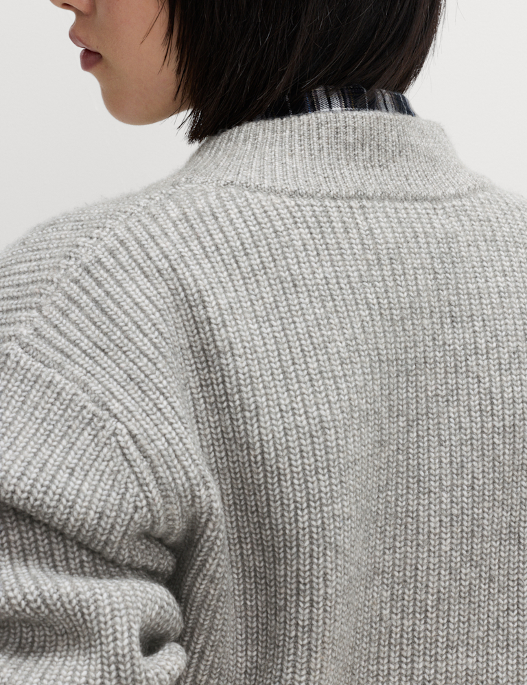 Cloud-Yarn Textured Bomber Cardigan