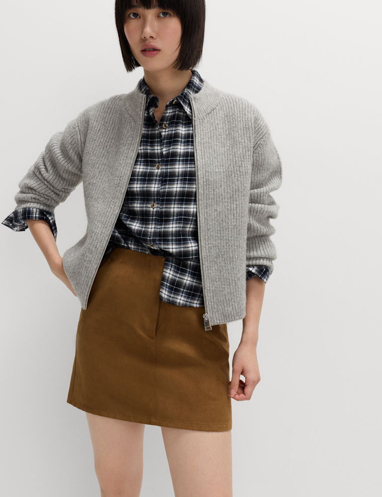 Cloud-Yarn Textured Bomber Cardigan