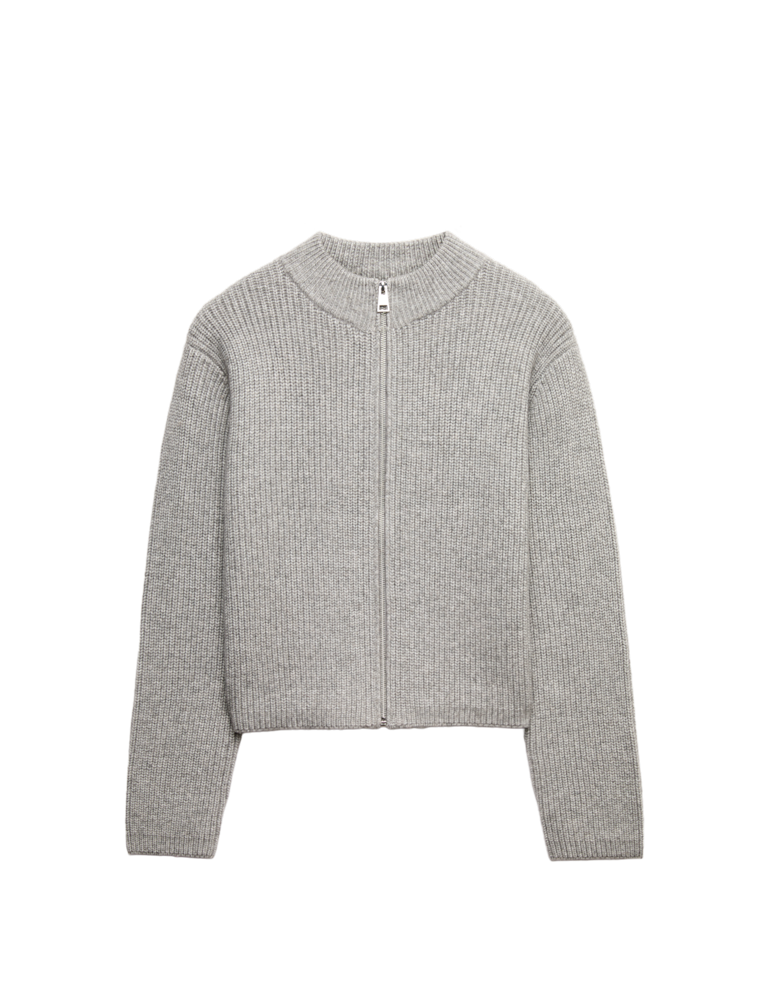 Cloud-Yarn Textured Bomber Cardigan