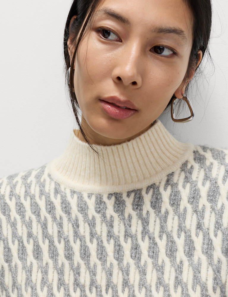 Cloud-Yarn Twisted Cable High Neck Jumper