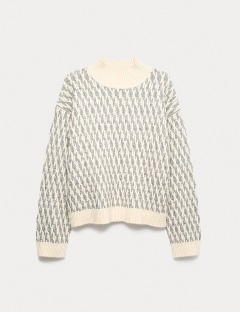 Cloud-Yarn Twisted Cable High Neck Jumper