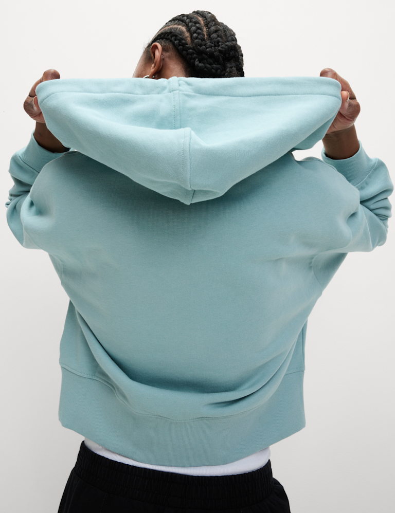 Pure Cotton Cropped Zip Through Hoodie