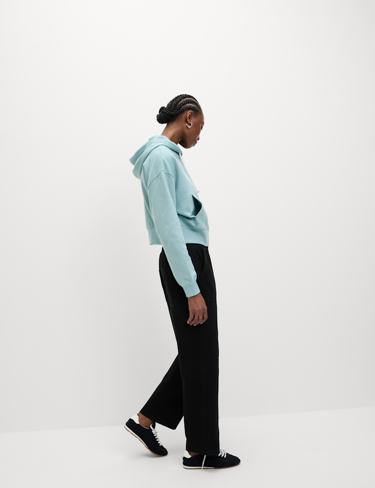 Pure Cotton Cropped Zip Through Hoodie