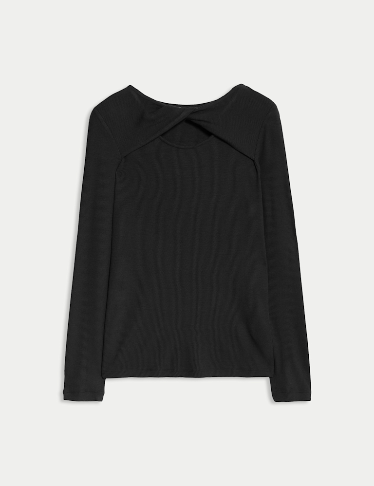 Ribbed Twist Front Top