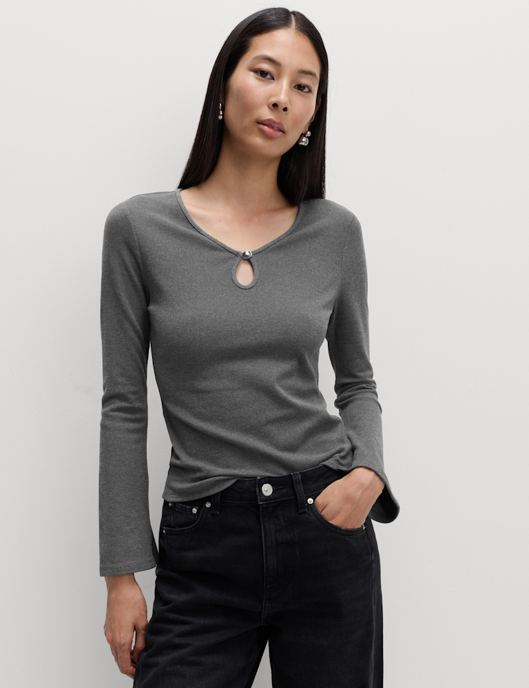 Keyhole Cosy Flute Sleeves Top