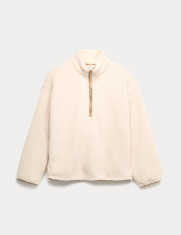 Borg Funnel Neck Half Zip Sweatshirt