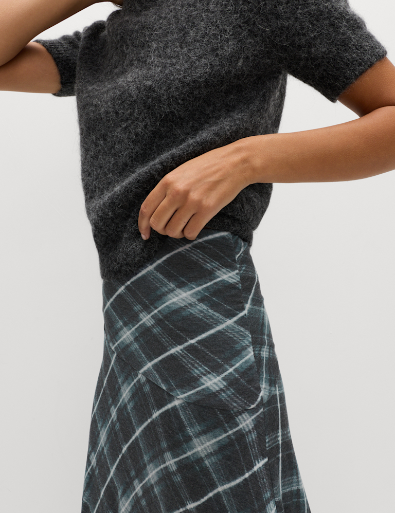 Lyocell Blend Midi A-Line Skirt with Wool