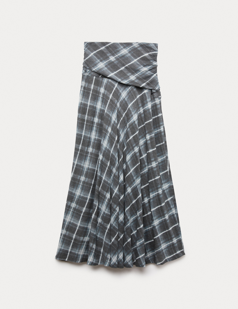 Lyocell Blend Midi A-Line Skirt with Wool