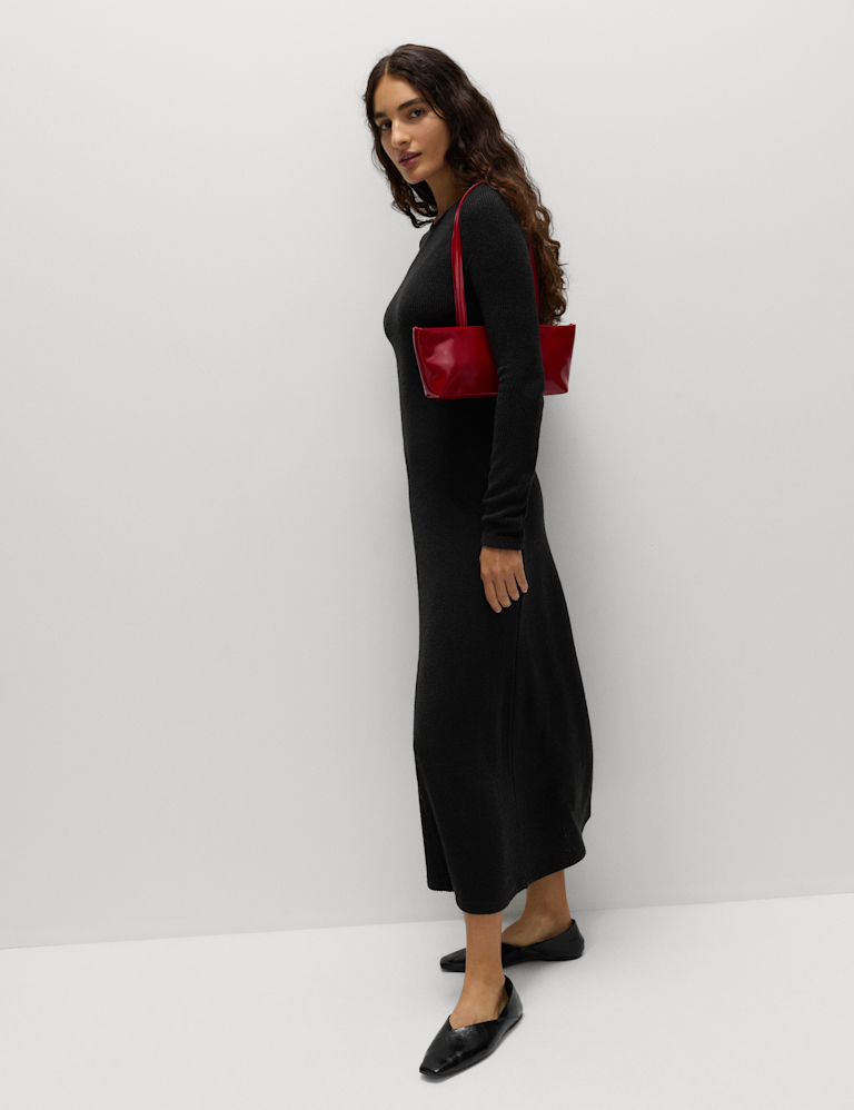 Knitted Crew Neck Midi Skater Dress Knitted Crew Neck Midi Skater Dress