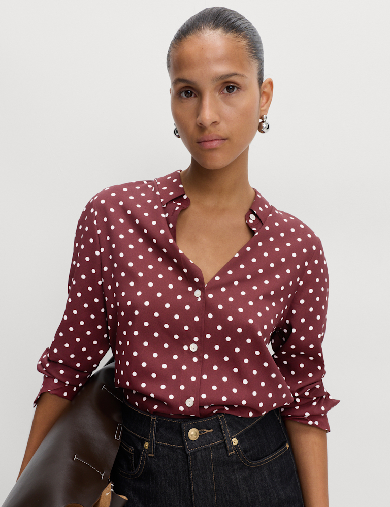 Printed Collared Button Through Shirt Printed Collared Button Through Shirt