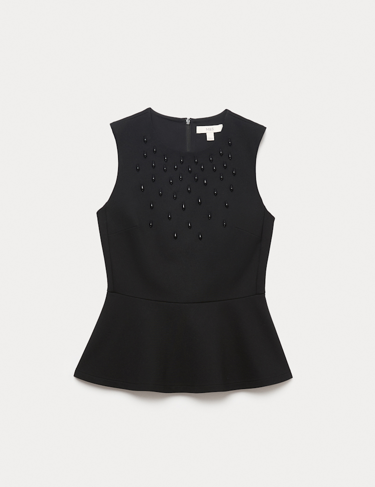 Embellished Fitted Peplum Top