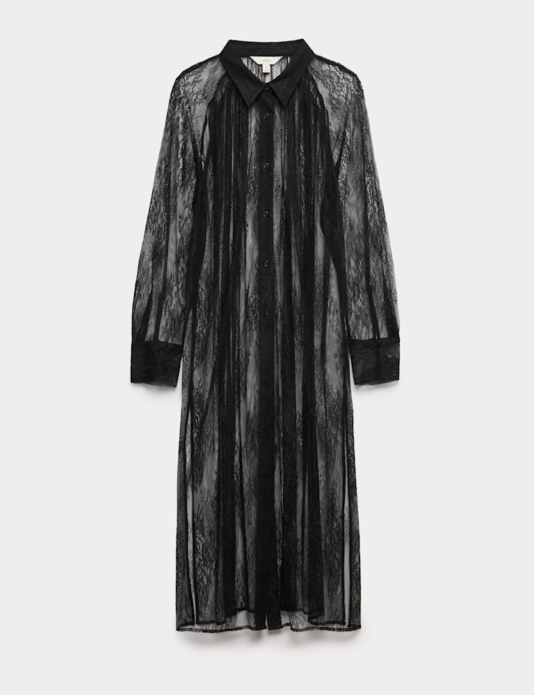 Lace Collared Longline Shirt