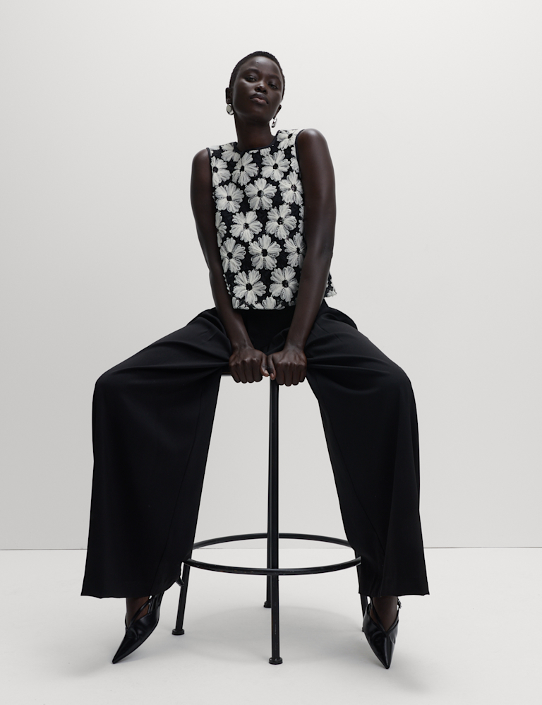 Sequin Embellished Floral Shell Top