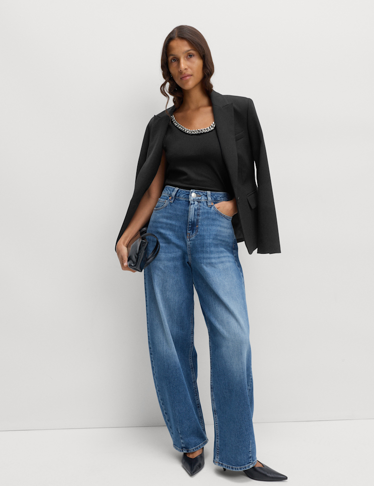 Chain Detail Scoop Neck Cami Top