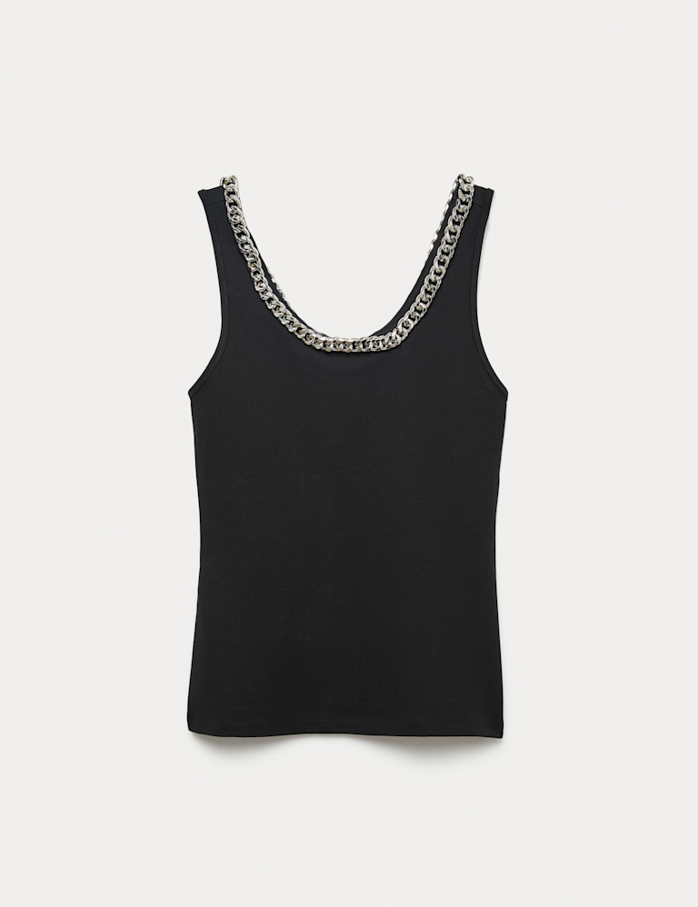Chain Detail Scoop Neck Cami Top