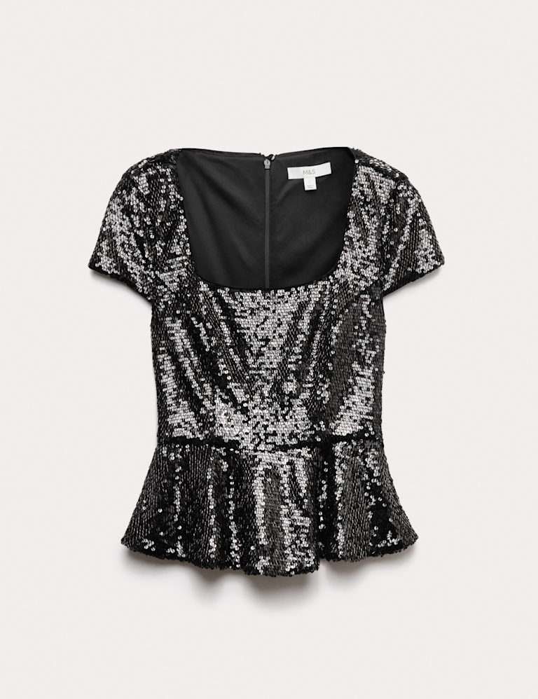 Sequin Peplum Fitted Top