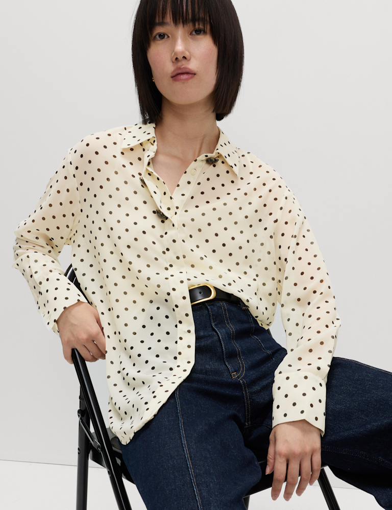 Polka Dot Embellished Button Detail Shirt
